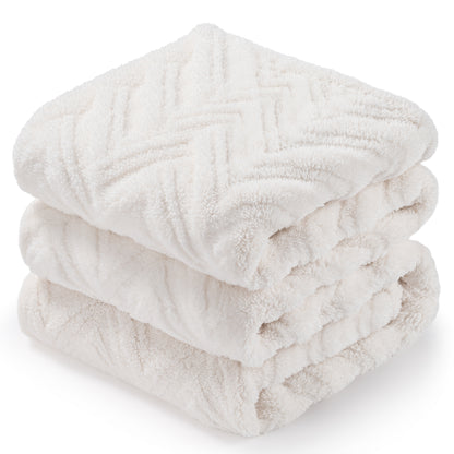 MARNUR Extra Large Throw Blanket 50"x 70", Soft Lightweight Jacquard 340GSM Sherpa Fleece Blanket, Cozy Throw Blanket for Couch, Office, Car, Travel, White