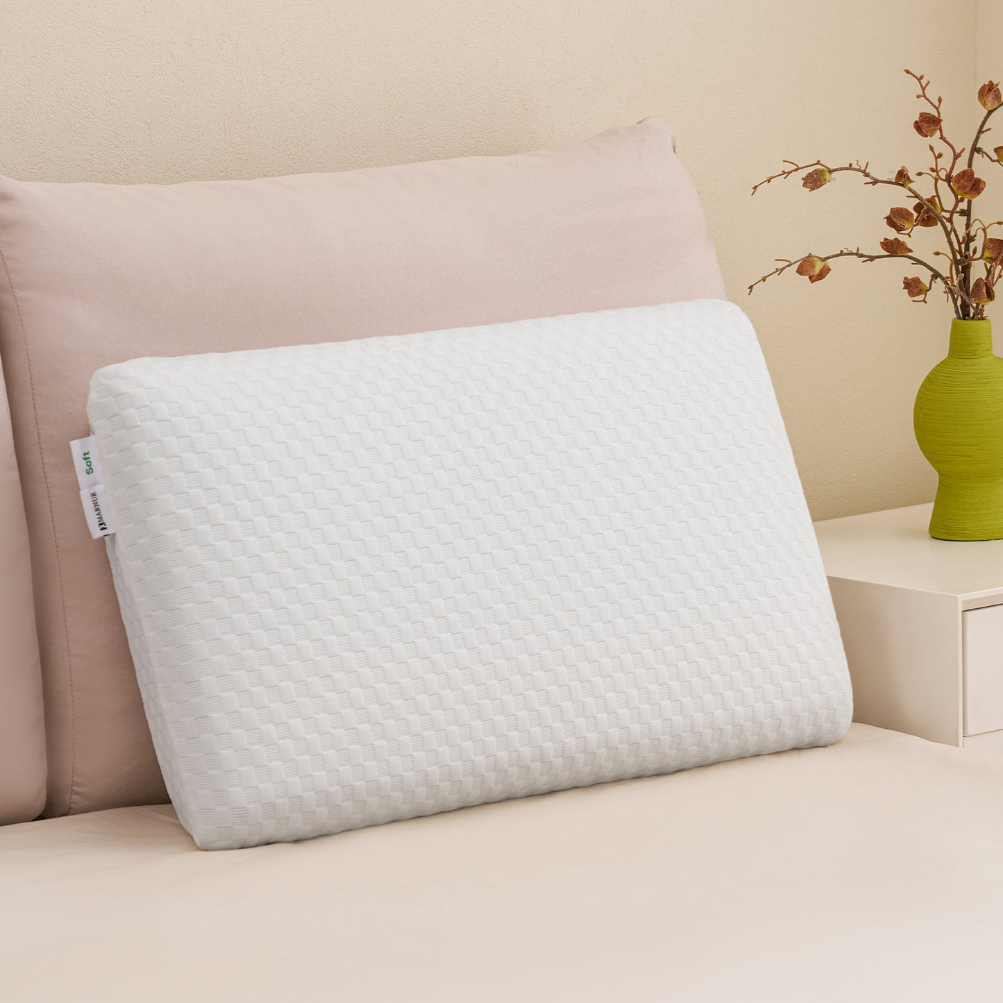 MARNUR Adjustable Memory Foam Pillow for Bed, Cooling Pillow with Extra Height Pad, Dual-Sided Pillowcase for Side, Back & Stomach Sleepers, 27.5" x 15.7"