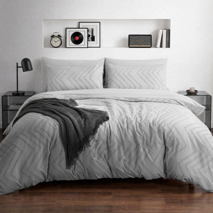 MARNUR Comforter Set King Size, 7 Pieces Boho Tufted Bed in a Bag Prewashed Cotton-Like Soft Bedding Set with Comforter, Sheets, Pillowcases & Shams, Silver Grey