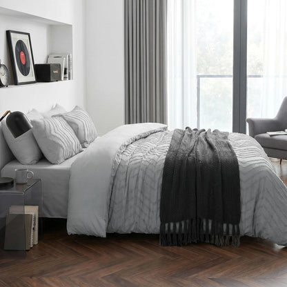 MARNUR Comforter Set Full Size, 7 Pieces Boho Tufted Bed in a Bag Prewashed Cotton-Like Soft Bedding Set with Comforter, Sheets, Pillowcases & Shams, Silver Grey
