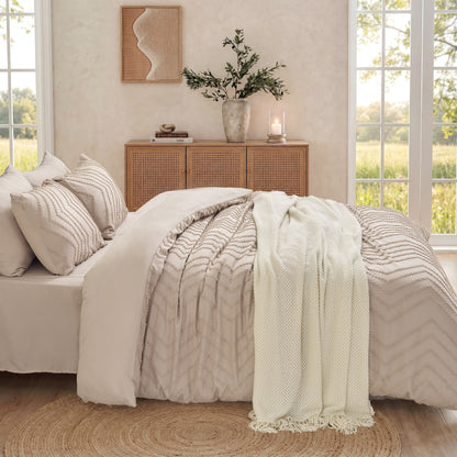 MARNUR Comforter Set Twin XL, 7 Pieces Boho Tufted Bed in a Bag Prewashed Cotton-Like Soft Bedding Set with Comforter, Sheets, Pillowcases & Shams, Beige