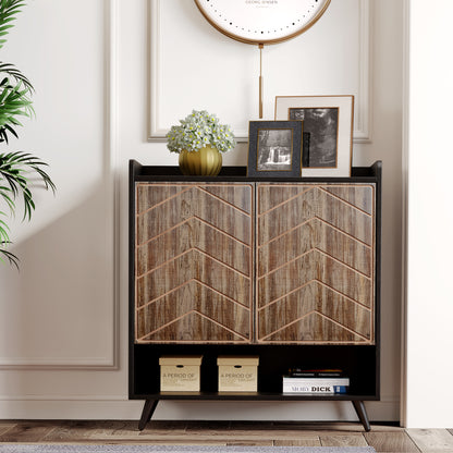 MARNUR Sideboard Buffet Cabinet with 2 Doors, Storage Cabinet with Adjustable Shelves for Kitchen, Hallway, Entryway, Living Room, Brown