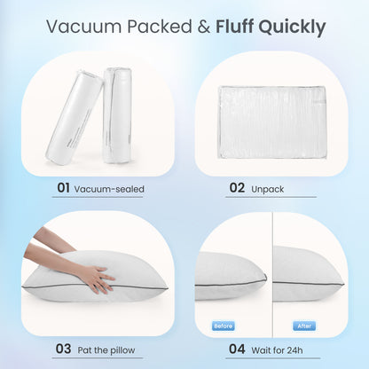 MARNUR Bed Pillows Hotel Collection Luxury Down Alternative Pillow for Beds 2 Pack, Medium Support for Side & Back Sleepers with Premium Pillowcases, 28"x18"