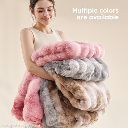 MARNUR Heated Bubble Fleece Electric Throw with 4H Timer 6 Heating Levels 50"×60", Long Faux Fur and Soft Flannel for Couch Bed, Machine Washable, Tie-Dye Brown