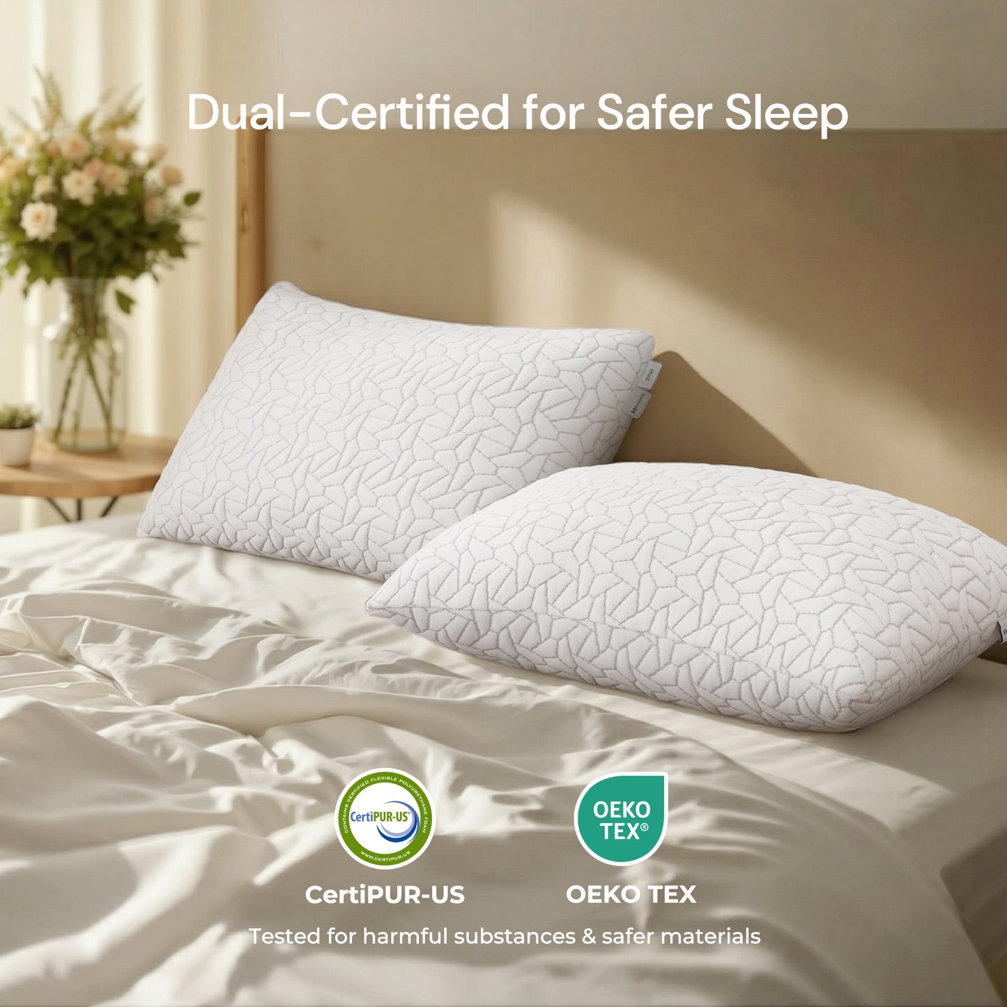 MARNUR Cooling Shredded Memory Foam Pillow Queen Set of 2, Adjustable Bamboo Shredded Pillow for Side, Back & Hot Sleepers