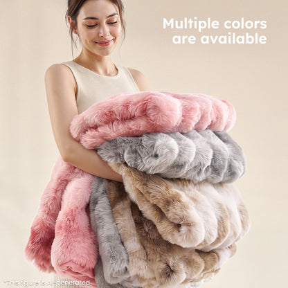 MARNUR Heated Blanket Bubble Fleece Electric Throw with 4H Timer 6 Heating Levels 50"×60", Long Faux Fur and Soft Flannel for Couch Bed, Machine Washable, Tie-Dye Pink