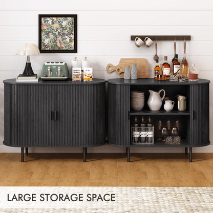 MARNUR Sideboard Buffet Cabinet 40" Storage Cabinet with 2 Sliding Tambour Doors, Adjustable Shelves for Office Bedroom Hallway Entryway, Black