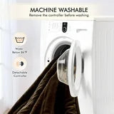 MARNUR Electric Heated Blanket Queen Size 84''x90'', Fast Heating with Dual Controllers, 10 Heating Levels, 10H Timers, Preheat Function - Brown