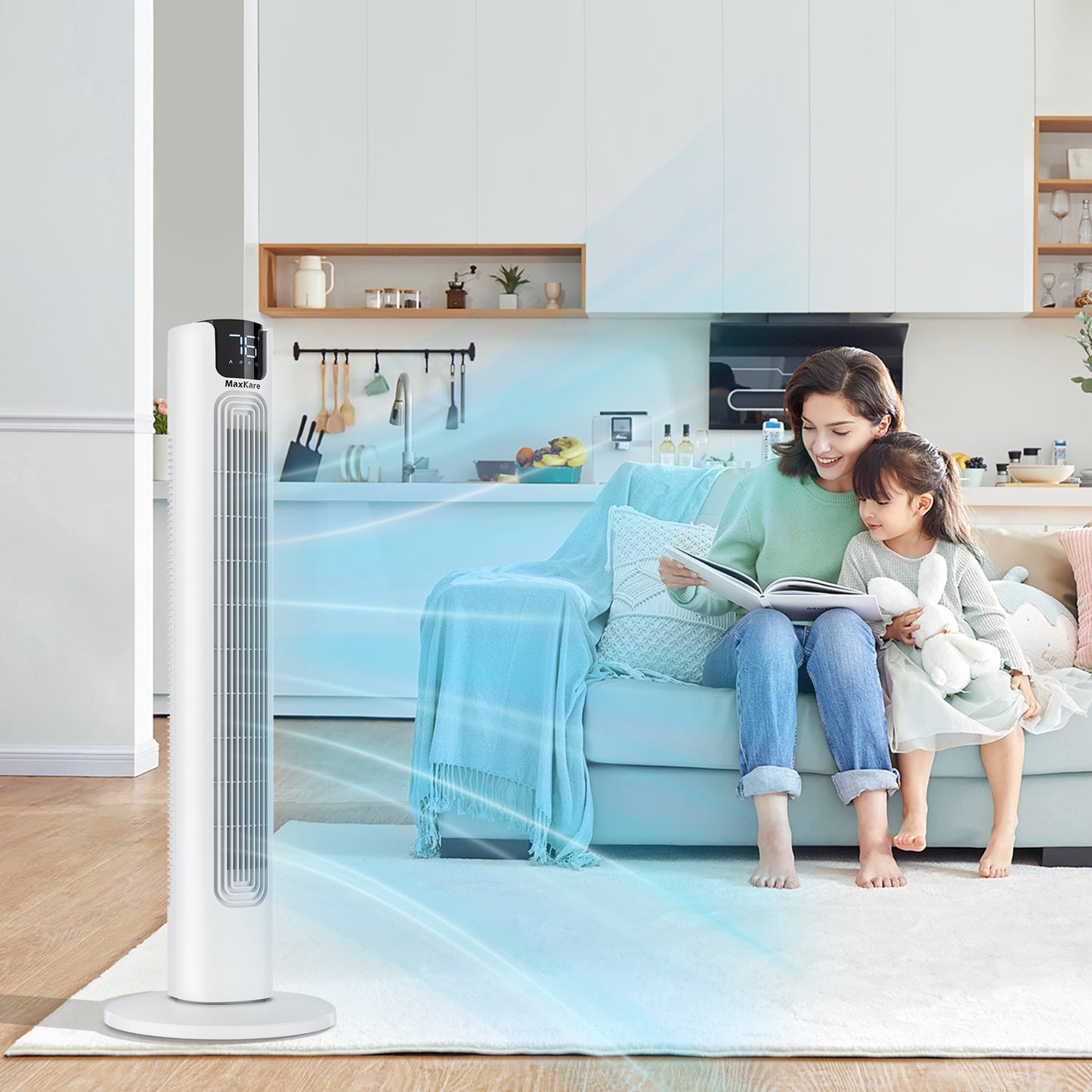 36" Tower Fan Oscillating Cooling Fan, Remote Control 3 Speeds 3 Wind Modes Timer, White