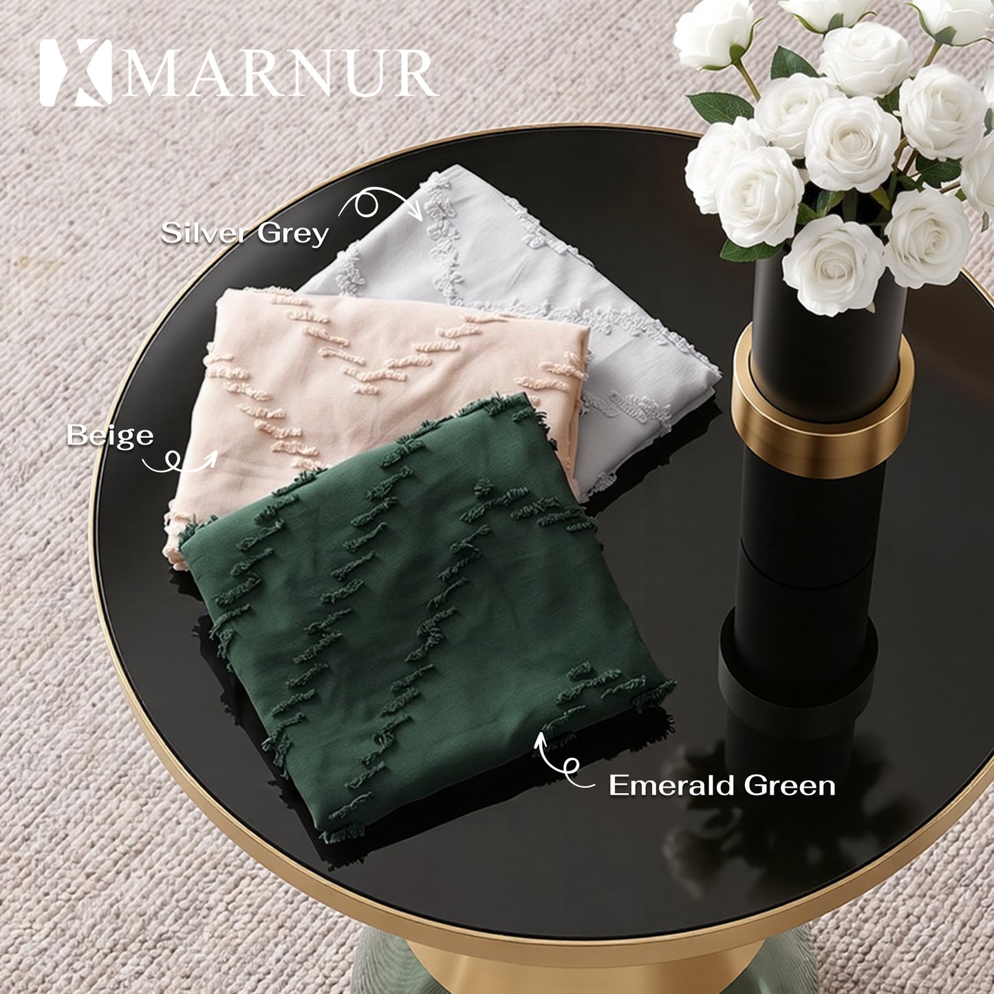 MARNUR Comforter Set Queen Size, 7 Pieces Boho Tufted Bed in a Bag Prewashed Cotton-Like Soft Bedding Set with Comforter, Sheets, Pillowcases & Shams, Emerald Green