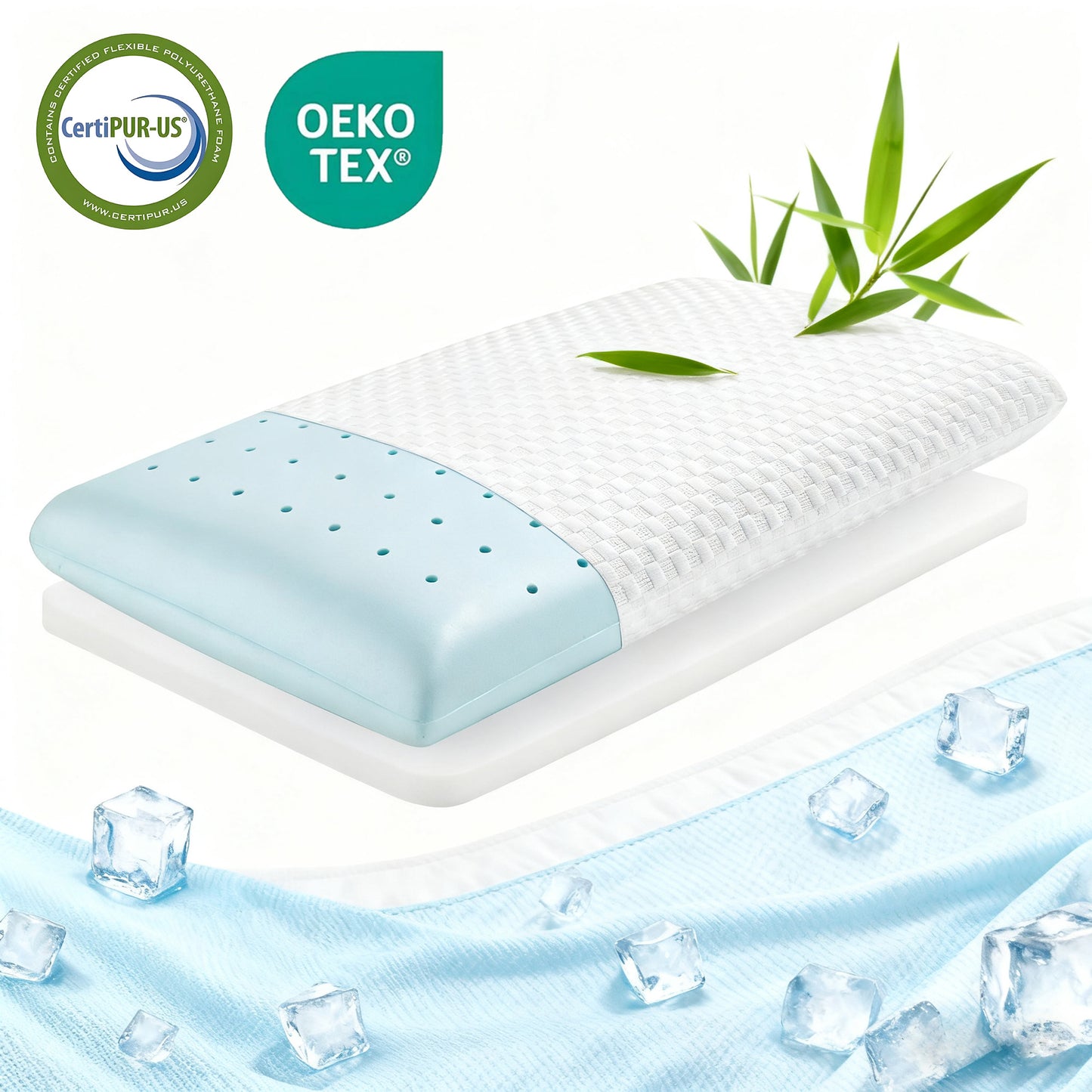 MARNUR Cooling Gel Memory Foam Pillow, Neck Support Pillow for Side, Back, Stomach Sleepers, Extra Height Pad for Personalized Comfort, 27.5" x 15.7"