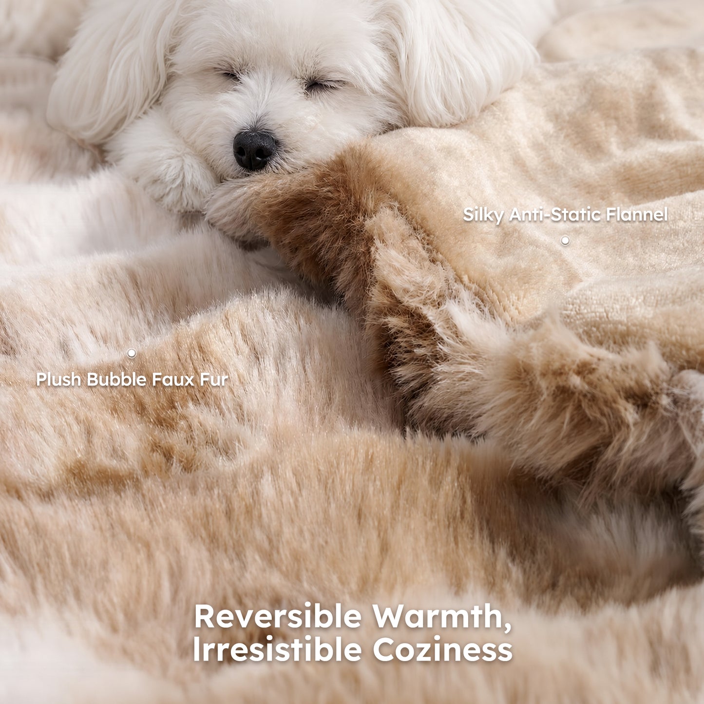 MARNUR Heated Bubble Fleece Electric Throw with 4H Timer 6 Heating Levels 50"×60", Long Faux Fur and Soft Flannel for Couch Bed, Machine Washable, Tie-Dye Brown