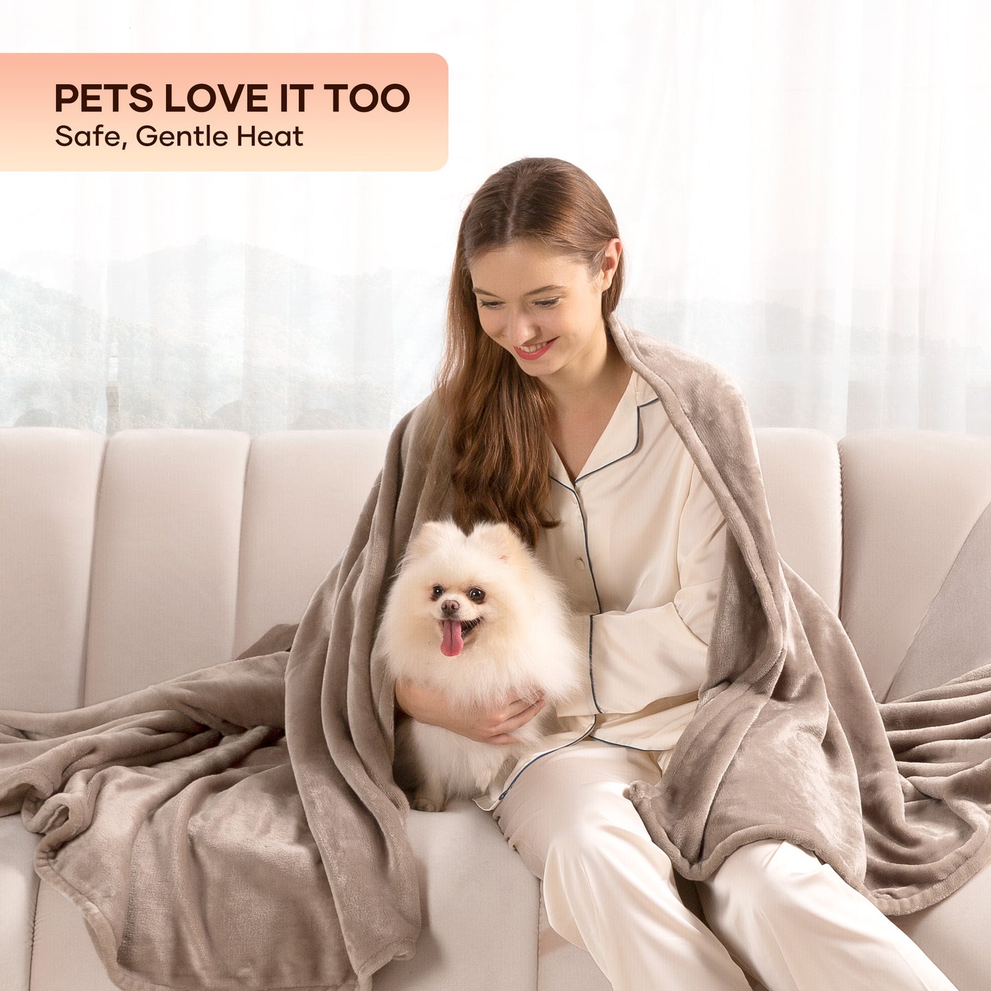 MARNUR Electric Blanket 72" x 84" Full Size Heated Blanket, Fast Heating, 4 Heating Levels, 10H Auto-off, Machine Washable - Linen