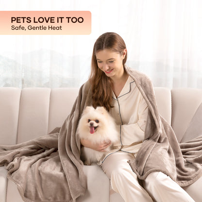MARNUR Electric Blanket 72" x 84" Full Size Heated Blanket, Fast Heating, 4 Heating Levels, 10H Auto-off, Machine Washable - Linen
