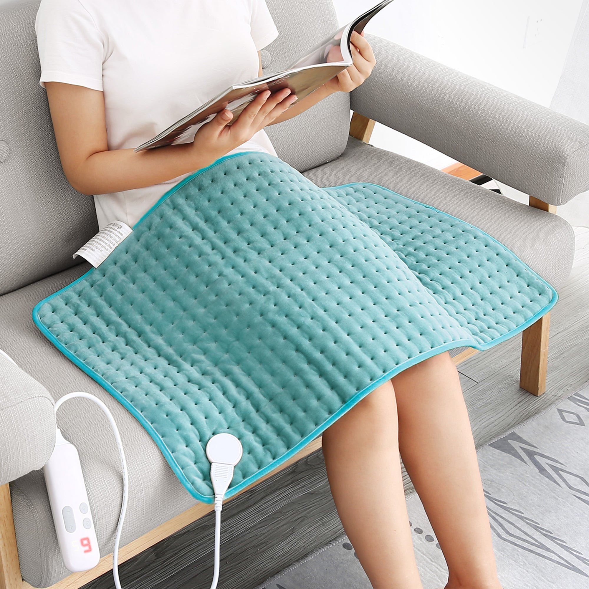 Load image into Gallery viewer, MARNUR Heating Pad for Back Pain, 18&#39;&#39;x33&#39;&#39; XXL Size with 6 Heat Settings, Auto Shut-off - Blue
