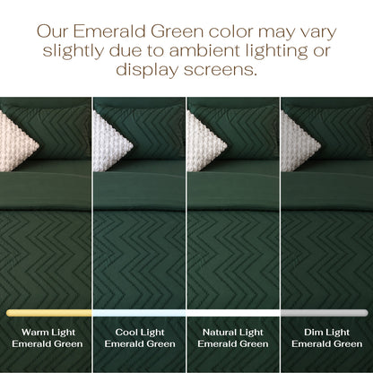 MARNUR Comforter Set Queen Size, 7 Pieces Boho Tufted Bed in a Bag Prewashed Cotton-Like Soft Bedding Set with Comforter, Sheets, Pillowcases & Shams, Emerald Green