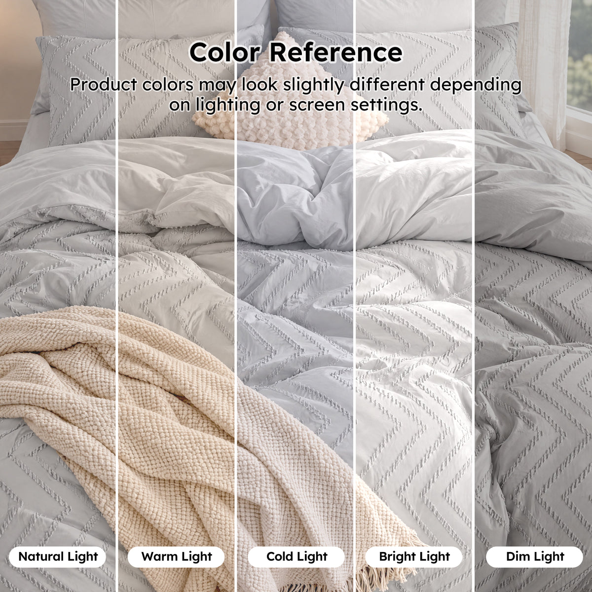 MARNUR Twin XL Comforter Set, 7 Pieces Boho Tufted Bed in a Bag, All-Season Prewashed Soft Bedding Set with Comforter, Sheets, Pillowcases & Shams, Silver Grey
