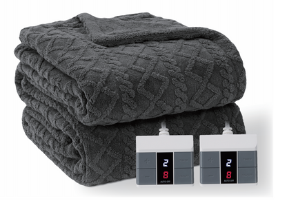 Electric Blanket 84" x 90" Queen Size Heated Blanket,Fast Heating-Gray