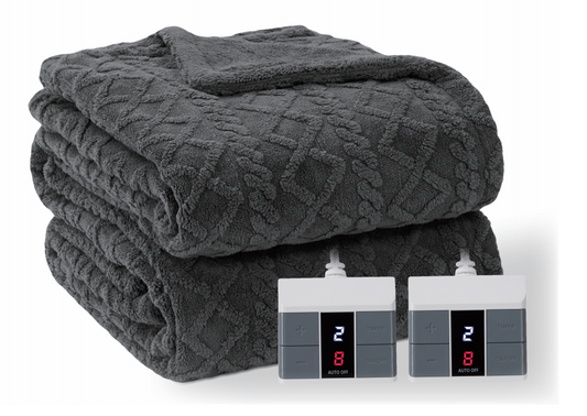 Electric Blanket 84" x 90" Queen Size Heated Blanket,Fast Heating-Gray