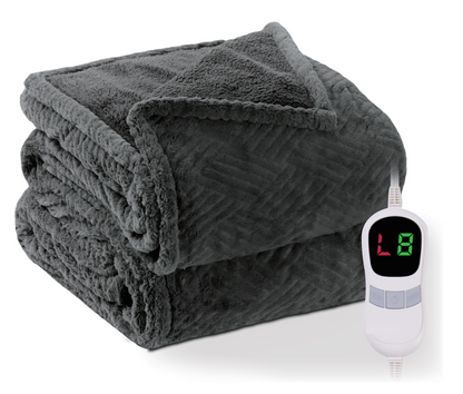 Electric Throw Blanket 50" x 72", Faux Fur, for Couch, Bed, Soft, Warm - Gray