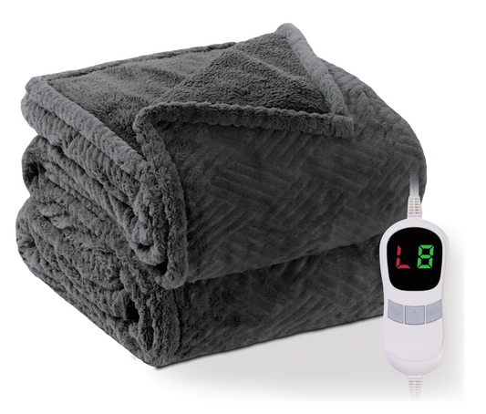 Electric Throw Blanket 50" x 72", Faux Fur, for Couch, Bed, Soft, Warm - Gray