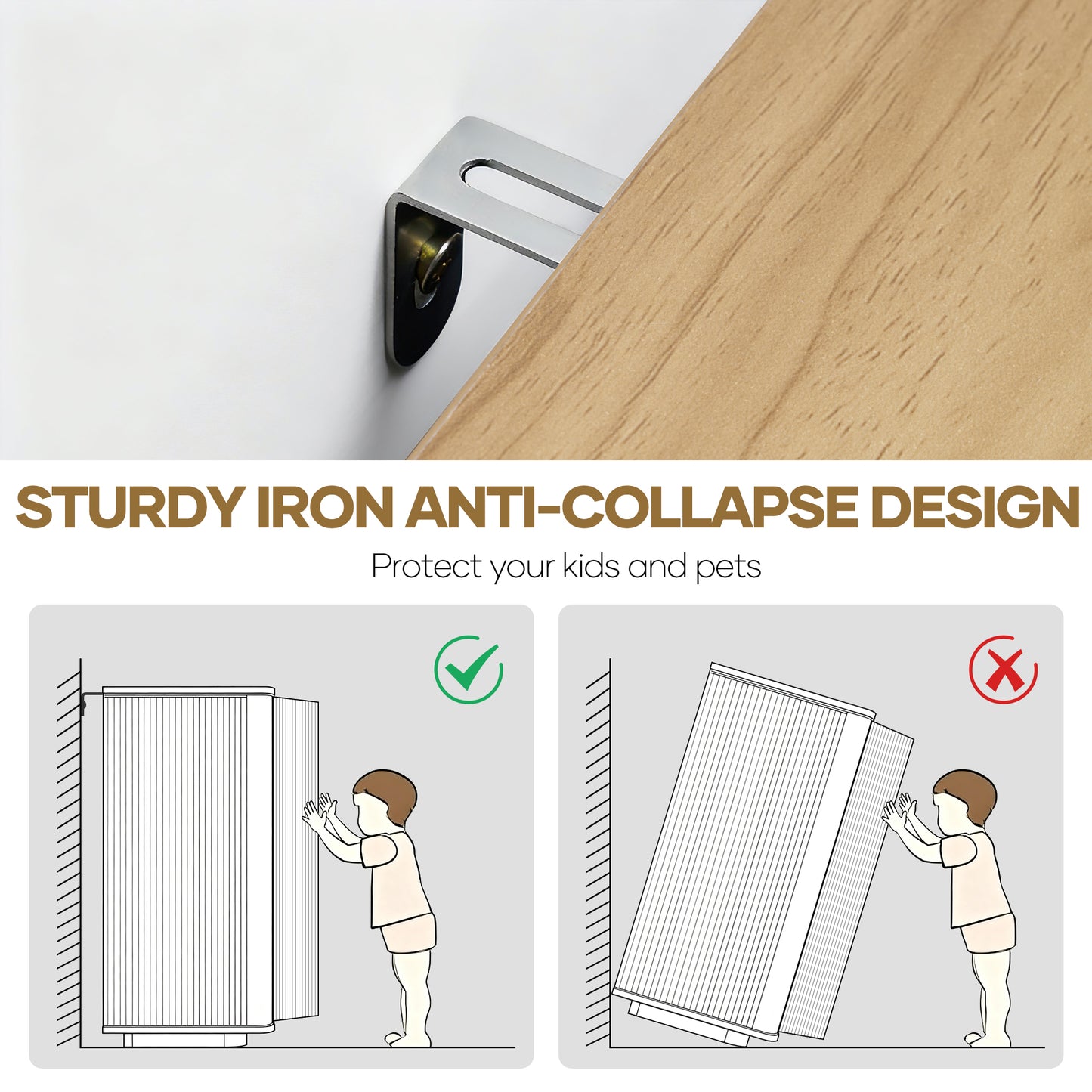 MARNUR Sideboard Buffet Cabinet, Storage Cabinet 55"W with Adjustable Shelves, Anti-Tip, Easy Clean Top, Stylish Wave Style, Oak