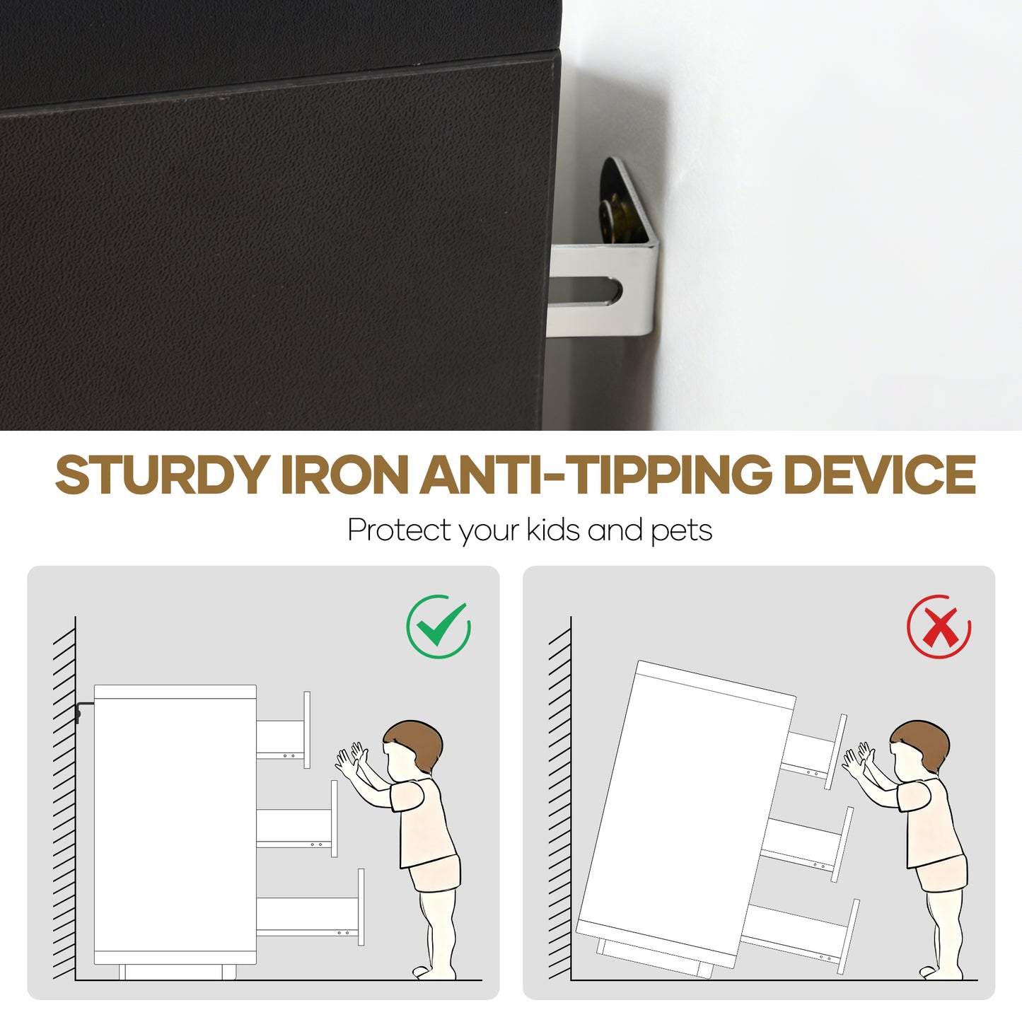 MARNUR 7 Drawer Dresser for Bedroom, Wooden Chest of Drawers for Closet, with Wide Top, Smooth Glides, for Living Room, Hallway, Kids Room, Black