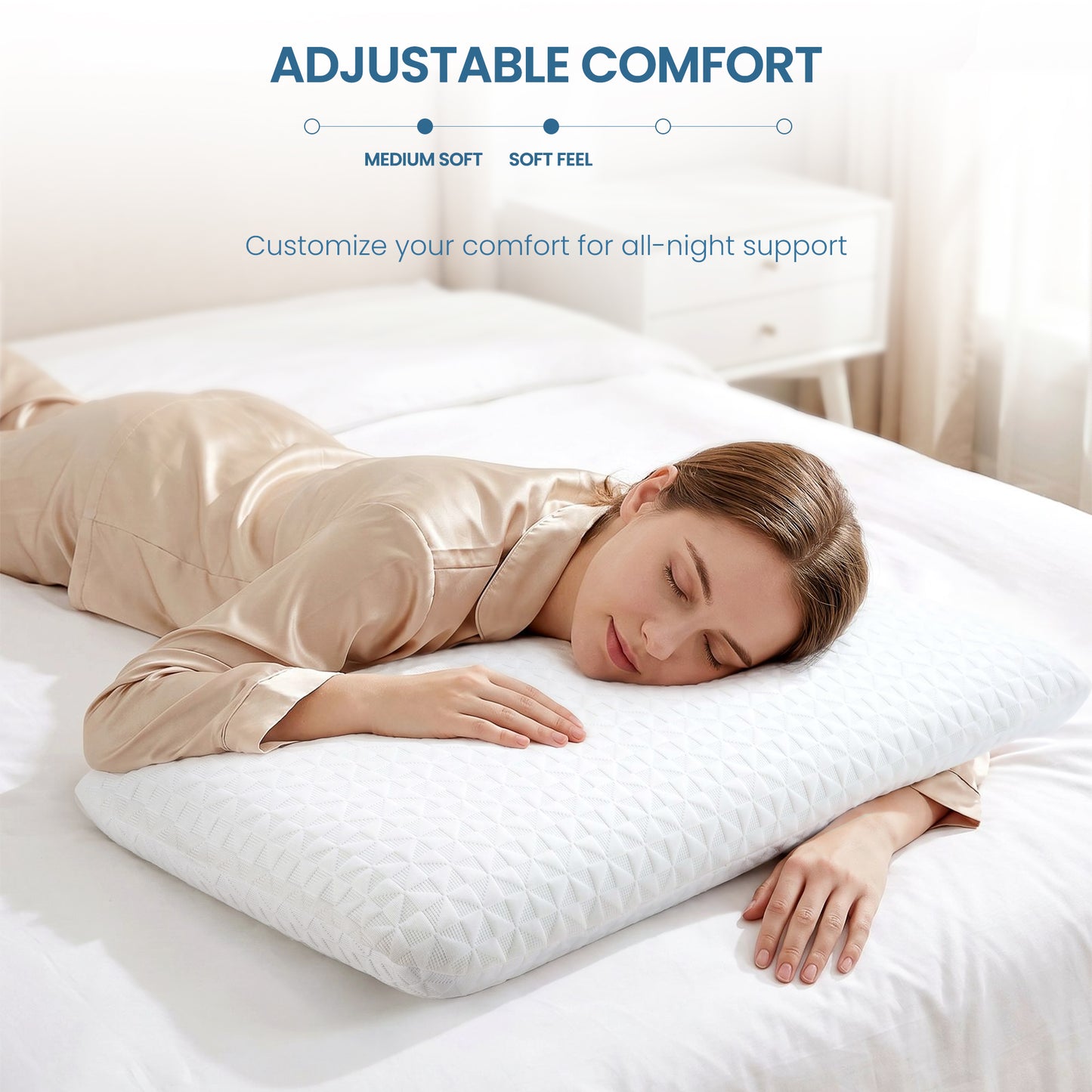 MARNUR Gel Memory Foam Pillow for Bed, Adjustable Height Bed Pillow with 0.8" Removable Insert, Cooling Pillow for Side, Back, Hot Sleepers, Queen Size 2 Pack