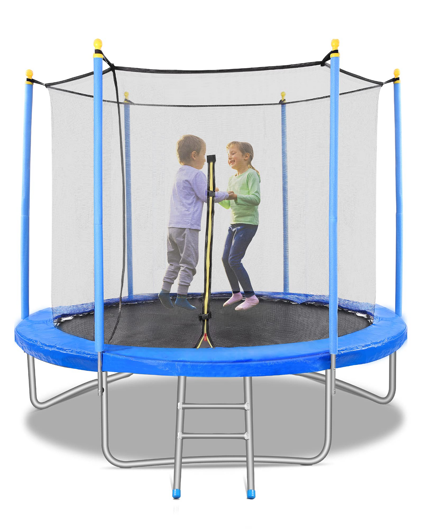 MARNUR 8 FT Trampoline for Kids Outdoor Fitness Trampoline with Enclosure Net, Spring Cover, Ladder for Kids