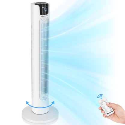 36" Tower Fan Oscillating Cooling Fan, Remote Control 3 Speeds 3 Wind Modes Timer, White