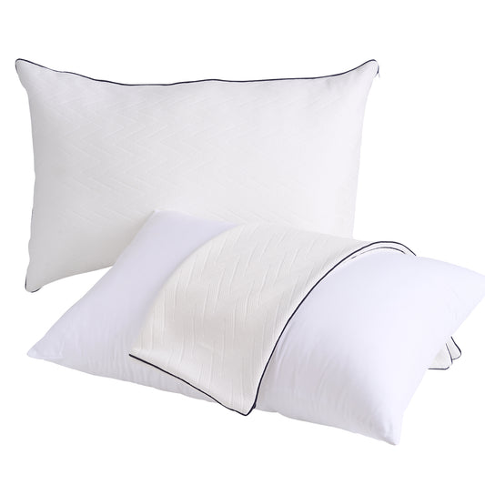 MARNUR Bed Pillows 2-Pack with Soft Fiber-Standard-Wave Pattern