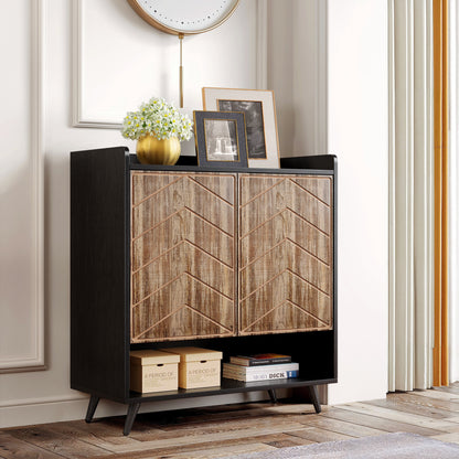 MARNUR Sideboard Buffet Cabinet with 2 Doors, Storage Cabinet with Adjustable Shelves for Kitchen, Hallway, Entryway, Living Room, Brown