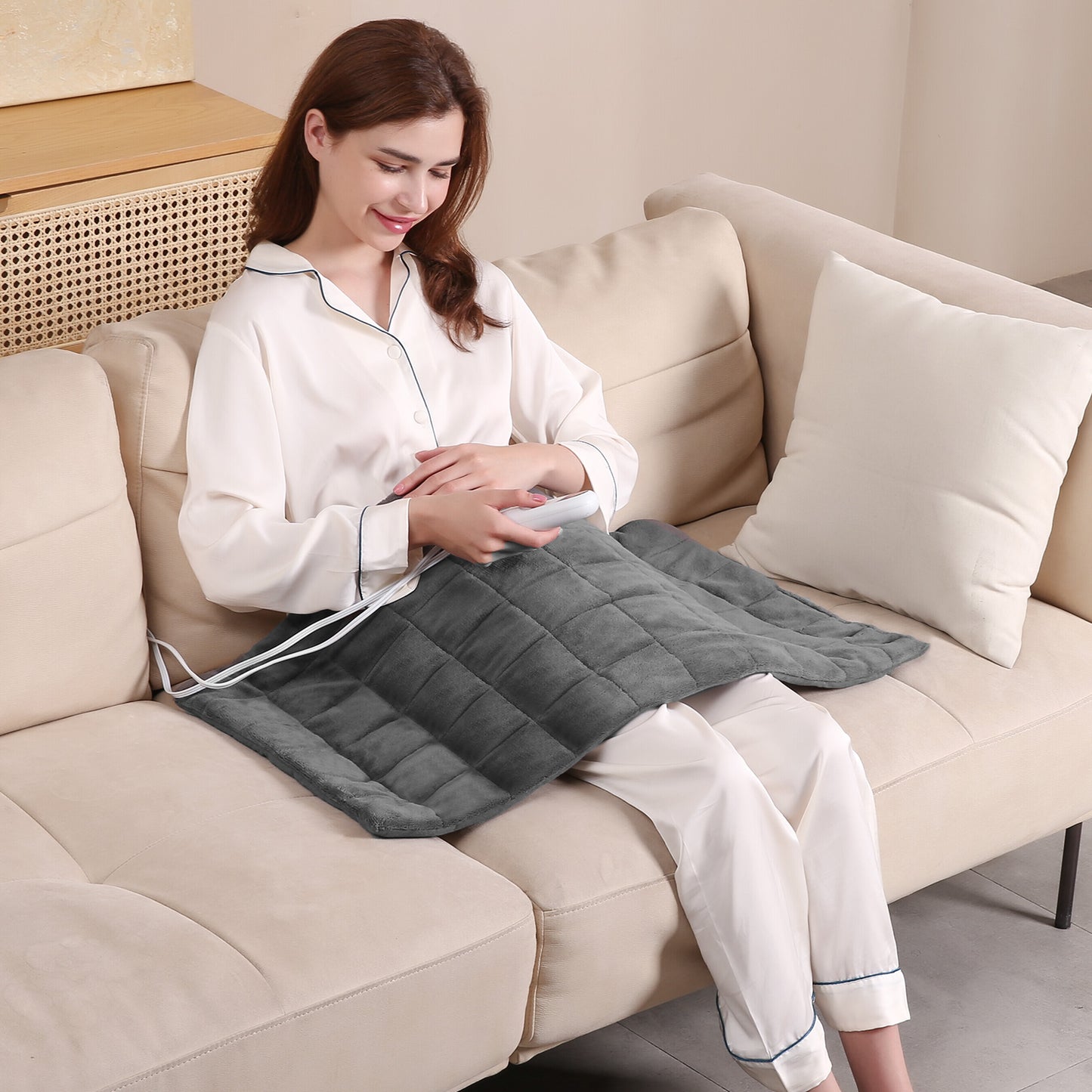 MARNUR 18"x33" Weighted Heating Pad for Full Body Relief, 4lb Extra Large, 6 Heat Levels, 2H Auto-off, Gray