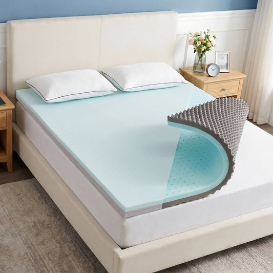 MARNUR 2" Egg Crate Cooling Gel Memory Foam Mattress Topper Full Size, Breathable Bed Topper Reversible Soft & Firm for Pressure Relief and Back Pain, 54"x75"