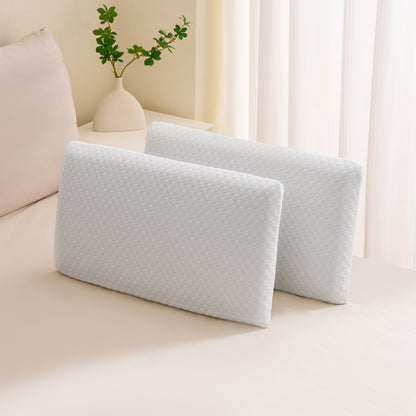 MARNUR Cooling Memory Foam Pillow for Bed, Adjustable High-Support Layer, Dual-Sided Pillowcase, Checkered Pattern, 27.5" x 15.7"-2 Pack