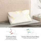MARNUR Cervical Pillow Memory Foam Orthopedic Pillow for Neck Pain Sleeping Side , Back , Stomach Sleeper with White Pillowcase
