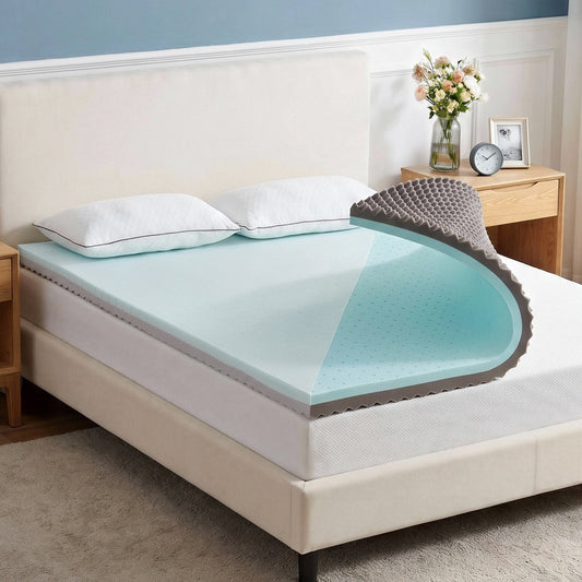 MARNUR 2" Egg Crate Cooling Gel Memory Foam Mattress Topper Twin Size, Breathable Bed Topper Reversible Soft & Firm for Pressure Relief and Back Pain, 38"x75"