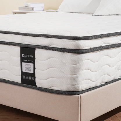 MARNUR 10in King Hybrid Mattress with Memory Foam, Medium Firm Support, Mattress in a Box, White