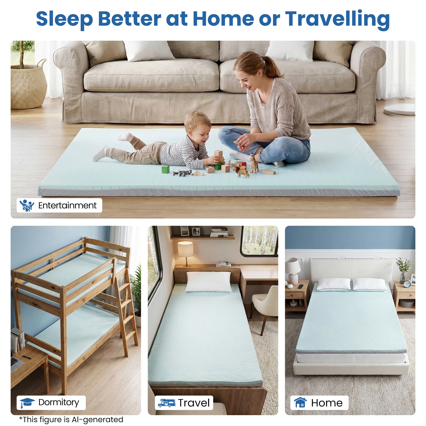 MARNUR 2" Egg Crate Cooling Gel Memory Foam Mattress Topper Twin Size, Breathable Bed Topper Reversible Soft & Firm for Pressure Relief and Back Pain, 38"x75"