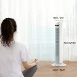 30in Tower Fan with Remote, 3 Speeds and Modes, Oscillating, Timer, White