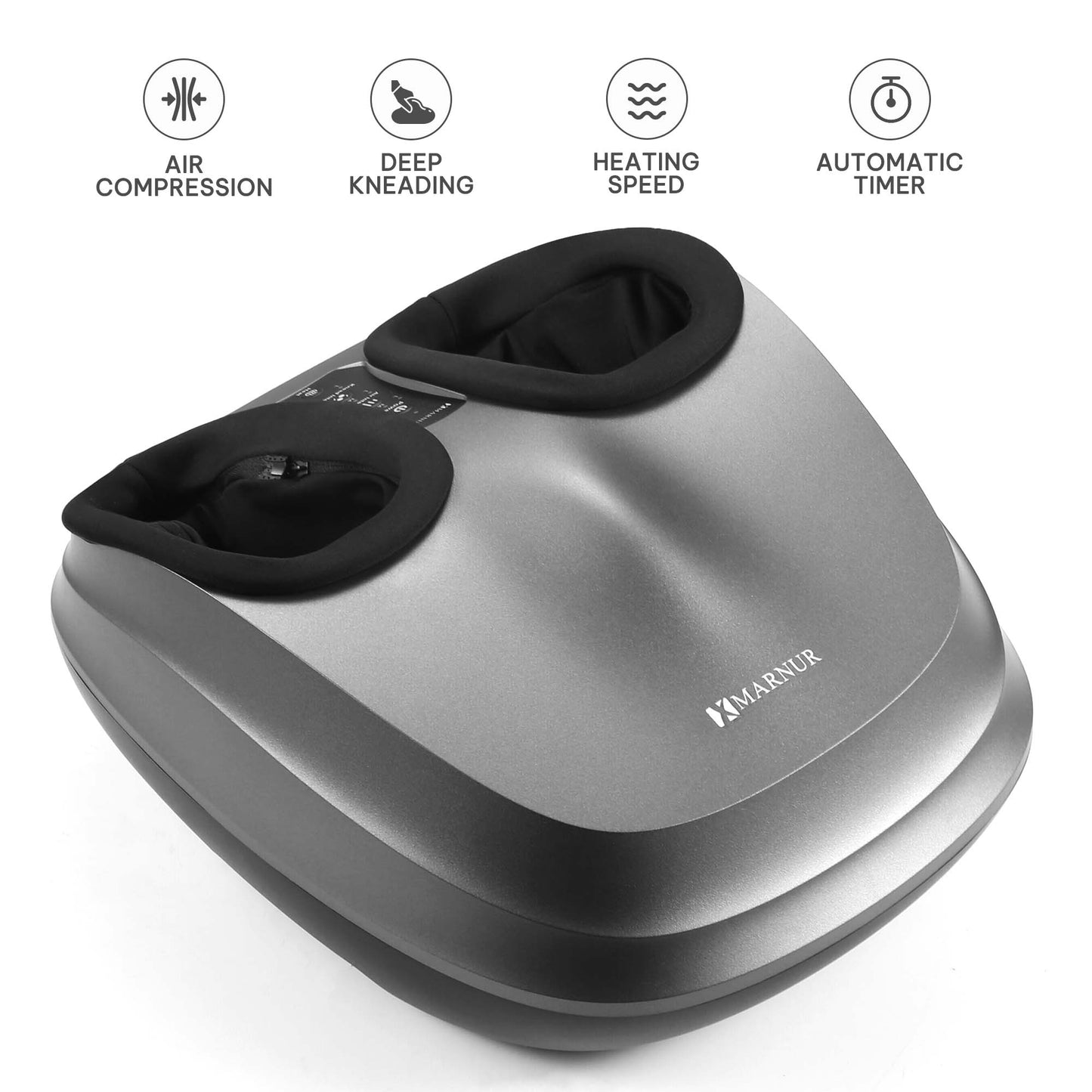 MARNUR Shiatsu Foot Massager with Heat, Air Compression, Deep Kneading Massage for Muscle Relief up to Size 12, Dark Gray