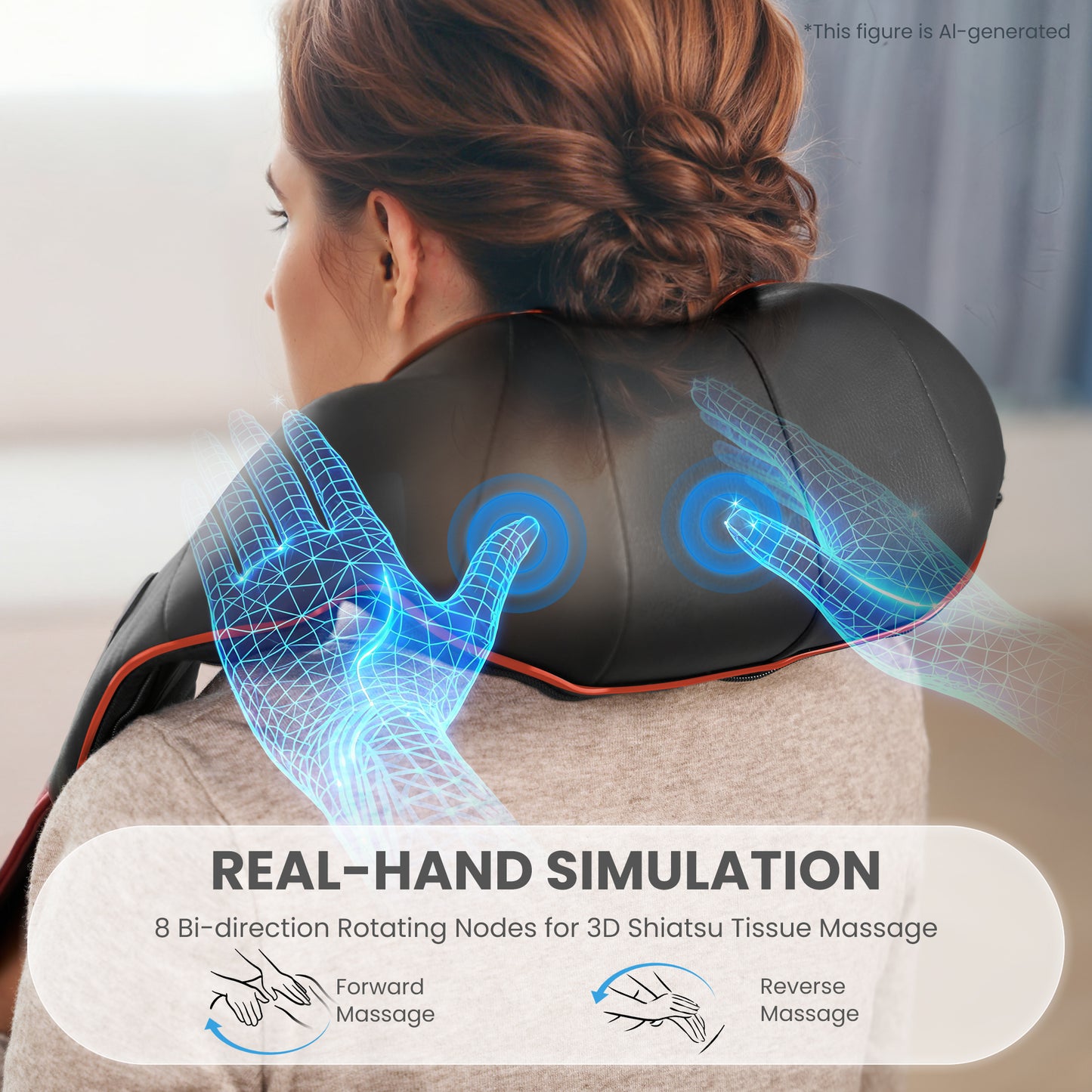 MARNUR Neck and Shoulder Massager, 3D Deep Tissue Kneading Shiatsu Massager with Heat, Red