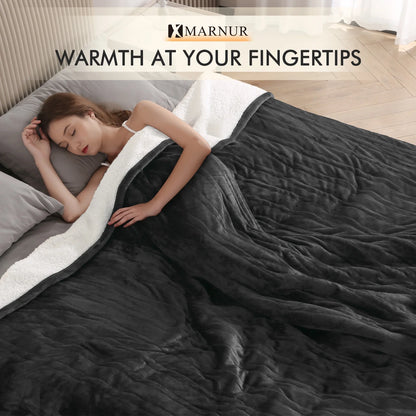 MARNUR Electric Heated Blanket King Size 90''x100'', Fast Heating with Dual Controllers, 10 Heating Levels, 10H Timers, Preheat Function Machine Washable - Dark Gray