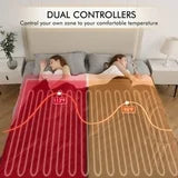 MARNUR Electric Heated Blanket Queen Size 84''x90'', Fast Heating with Dual Controllers, 10 Heating Levels, 10H Timers, Preheat Function - Brown