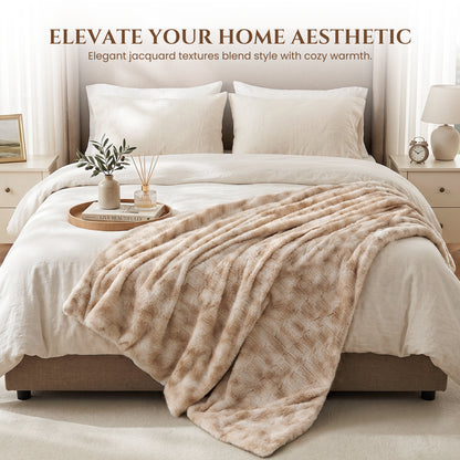 MARNUR Heated Blanket Full, Faux Fur Electric Blanket,6 Heating Levels, 10 Hours Timer, Machine Washable, 72"x84", Khaki