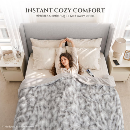 MARNUR Heated Blanket Full, Faux Fur Electric Blanket,6 Heating Levels, 10 Hours Timer, Machine Washable, 72"x84", Gray