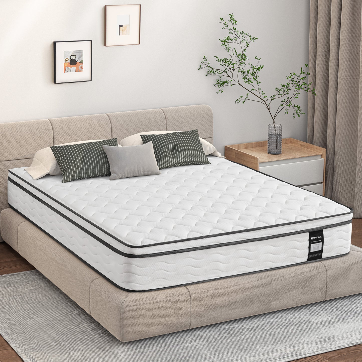 MARNUR 10 Inch Memory Foam Mattress in a Box, Medium Firm, Individually Pocketed Springs, King