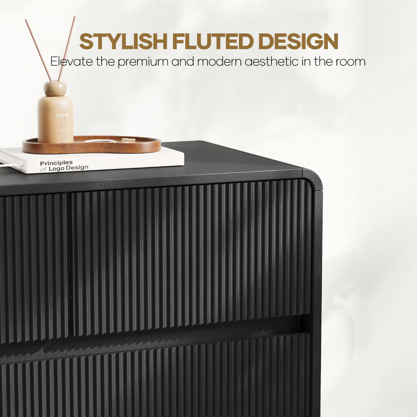 MARNUR 7 Drawer Dresser for Bedroom, Wooden Chest of Drawers for Closet, with Wide Top, Smooth Glides, for Living Room, Hallway, Kids Room, Black