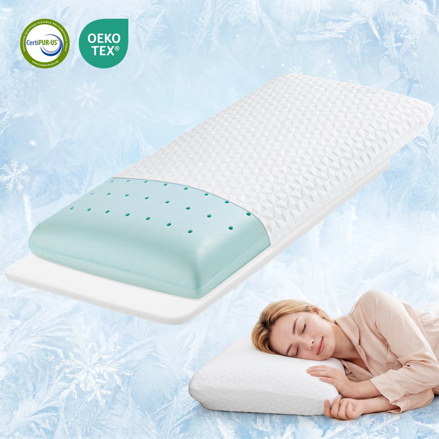 MARNUR Gel Memory Foam Pillow for Bed, Adjustable Height Bed Pillow with 0.8" Removable Insert, Ergonomic Neck Support for Side, Back, Stomach Sleepers, Queen Size
