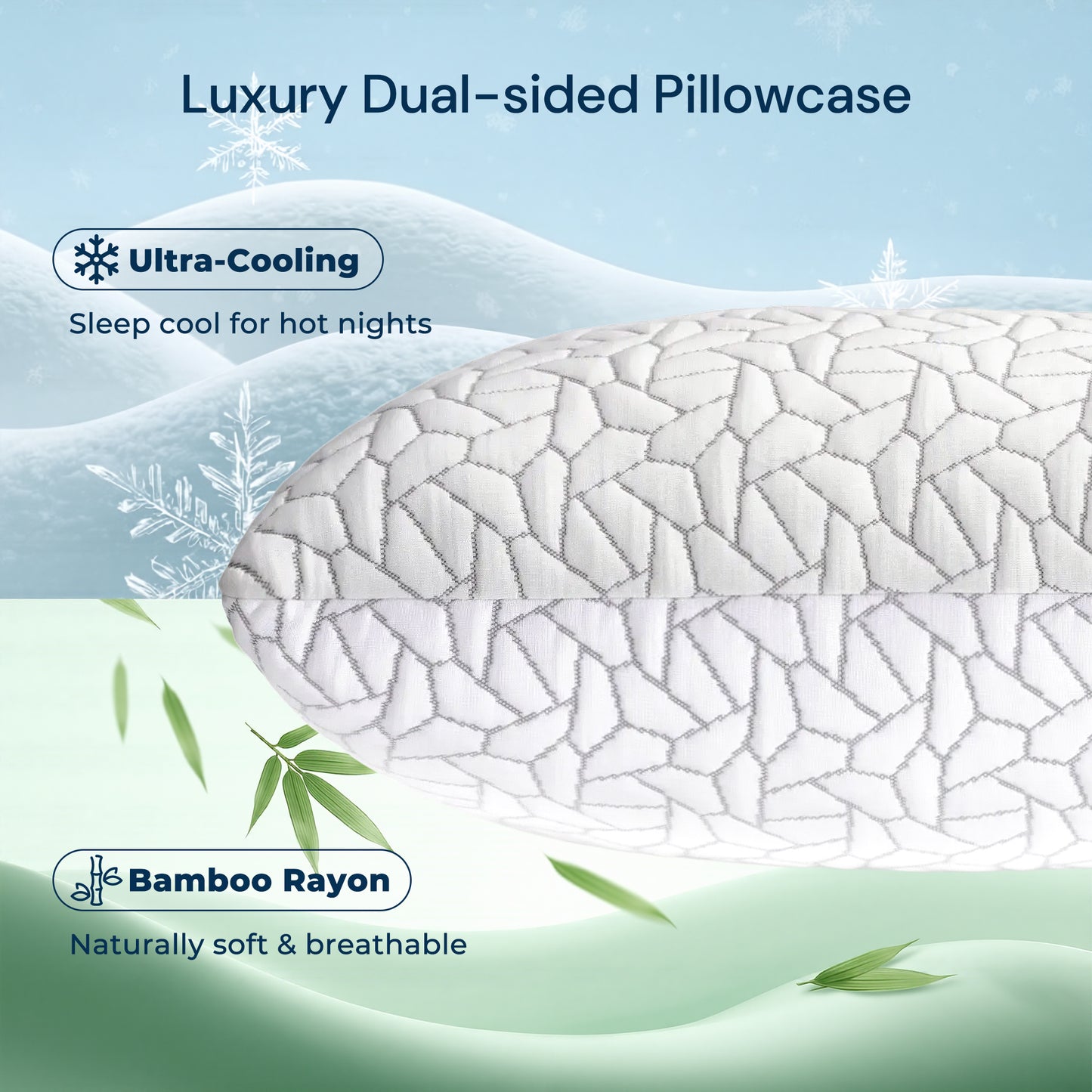 MARNUR Cooling Shredded Memory Foam Pillow Queen Set of 2, Adjustable Bamboo Shredded Pillow for Side, Back & Hot Sleepers